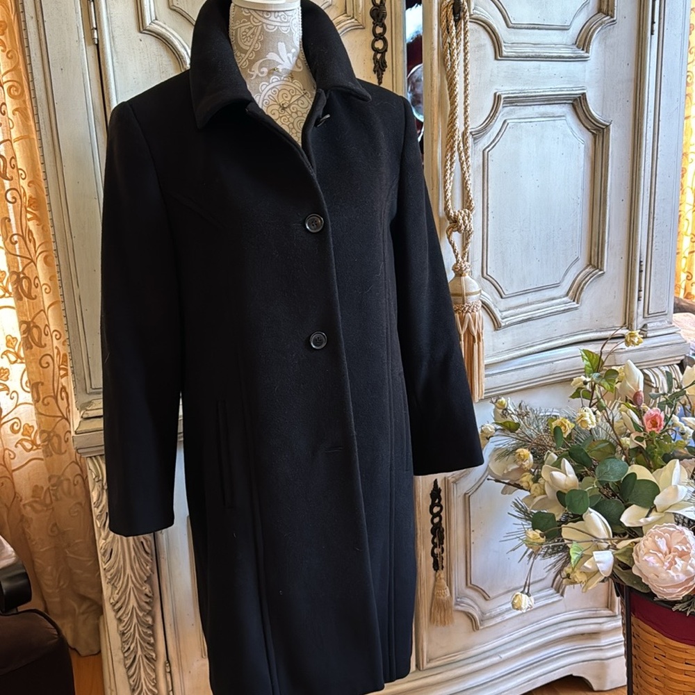 LIZ CLAIBORNE COAT LUXURIOUS CASHMERE & WOOL-SATIN LINING EX-COND. VTG SZ 12